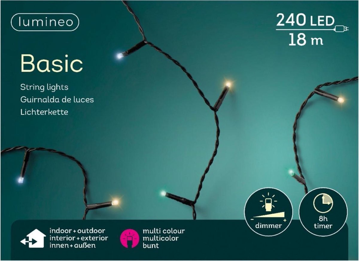 Lumineo 2x stuks kerstverlichting gekleurd buiten 240 lampjes - boomverlichting - Kerstlampjes/kerstlichtjes lichtsnoeren