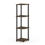 Furinno Hoekrek met 4 niveaus, hout, Columbia Walnut/zwart, 29,46 x 29,46 x 110,49 cm