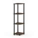 Furinno Hoekrek met 4 niveaus, hout, Columbia Walnut/zwart, 29,46 x 29,46 x 110,49 cm
