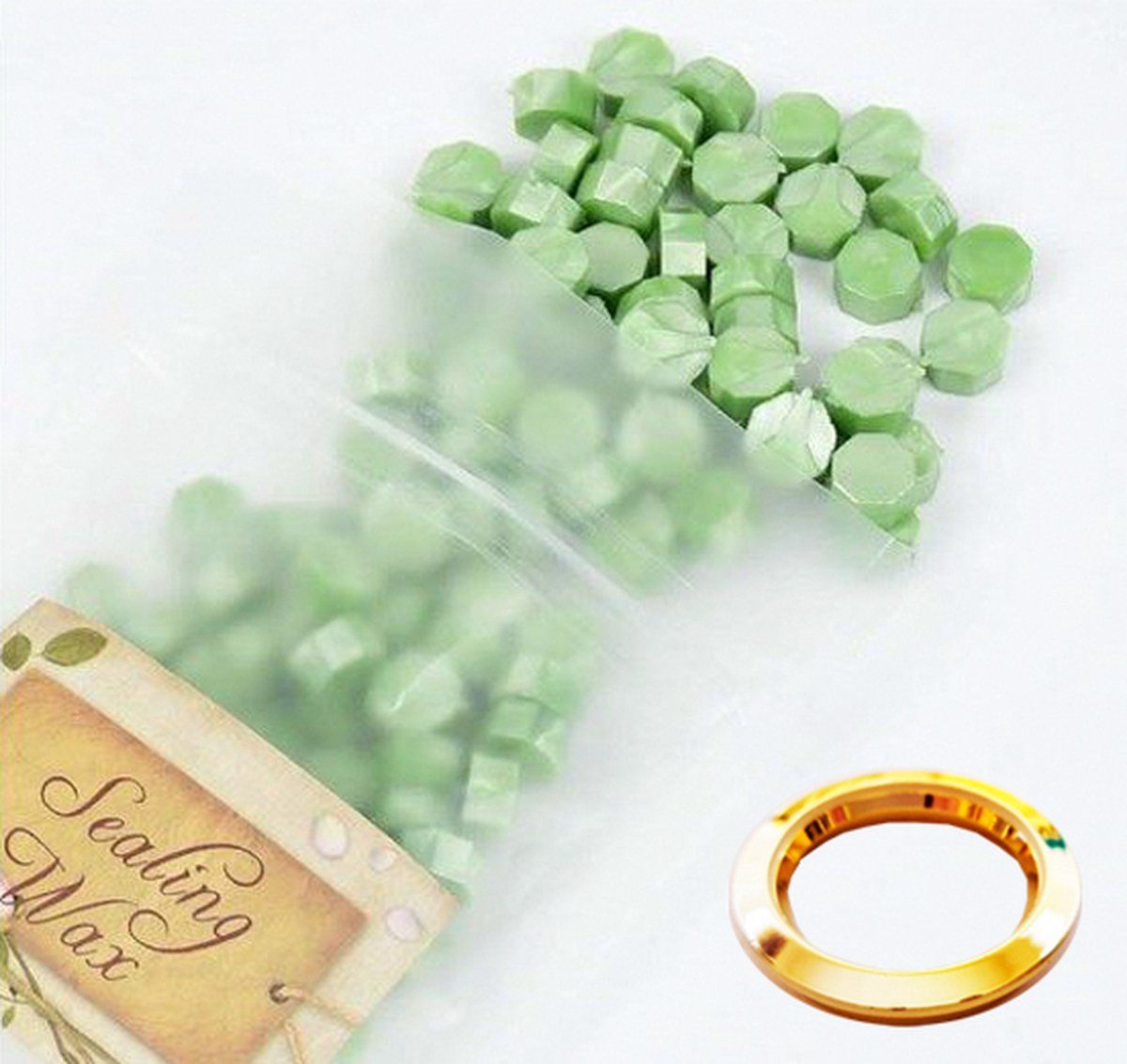 Bedankjes Waxzegel / Lakzegels - Sealing Wax 3x 100 stuks - Licht Groen - incl. ZEGELBEGRENZER