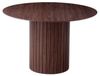 Nordische Table de salle à manger ronde en verre avec piètement en bois - Marron foncé