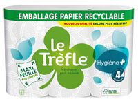 Le Trefle Hygiëne+ – toiletpapier – 6 rollen – 4 lagen – ultiem comfort – opmerkelijke zachtheid – maxi-vellen – recyclebare verpakking – FSC® gecertificeerd uniseks