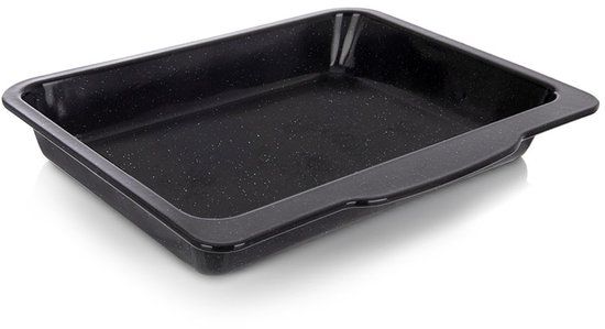 orion group Orion Geëmailleerde diepe bakplaat rechthoekig 40 x 35,5 x 5 cm Zwart