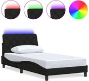 vidaXL Bedframe met LED-verlichting, zonder matras, zwart, 100x200 cm, stof