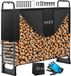 KESSER® Rangement de bois extérieur - Étagère à bois en métal 200kg Rangement de bois de chauffage - Étagère à bois de chauffage avec cadre en acier + housse et gants, Étagère à bois de chauffage étanche - 130x36x117cm