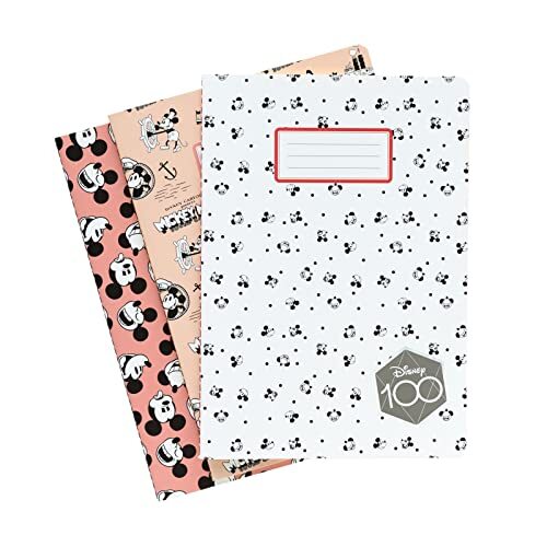Grupo Erik Disney Mickey Mouse Notitieboek, A5, klein, A5-1, notitieboek, gelinieerd, 1 notitieboek, gestippeld, 1 notitieboek, blanco, notitieblok A5