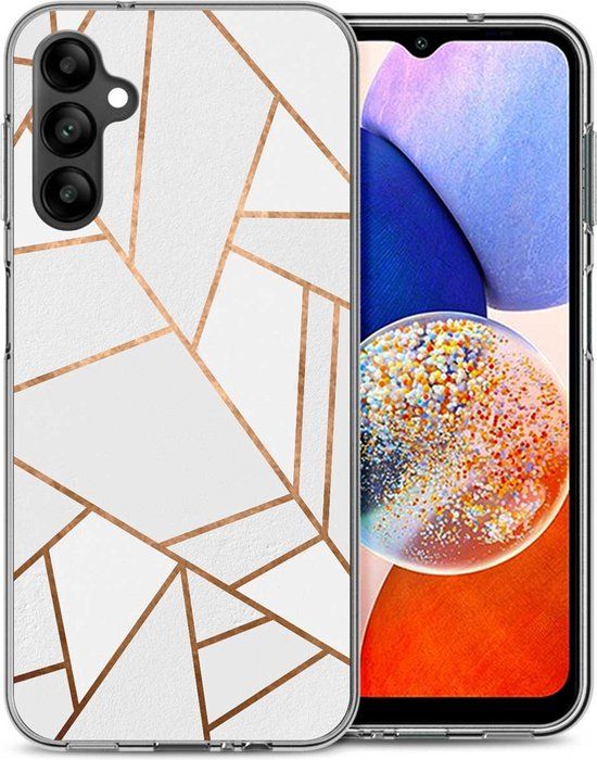 iMoshion Hoesje Samsung Galaxy A14 (5G/4G) - Siliconen Back Cover - Wit / White Graphic