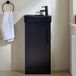 Hudson Reed Cluo meuble de WC - 40cm - gris noir - avec lavabo noir - poignée barre en T noire
