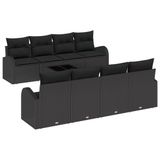 vidaXL Tuinbank Set Zwart Poly Rattan 9 Kussens Metaal 62x69x37cm