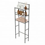Amig - Badkamerplank boven het toilet Mod. ORIA - 3 hoogtes - Gemaakt van staal - Mat zwart - Met verstelbare poten - 60,7 x 28 x 172 cm