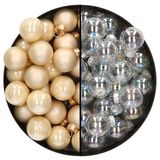 Othmar Decorations Mini kerstballen - 48x st - transparant parelmoer en champagne - 2,5 cm - glas