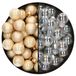 Othmar Decorations Mini kerstballen - 48x st - transparant parelmoer en champagne - 2,5 cm - glas