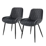 ML-Design Set van 2 Eetkamerstoelen Eetkamerstoel met rugleuning en armleuningen, antraciet, fluwelen zitting, metalen poten, Keukenstoelen Woonkamerstoelen Stoelen met bekleding