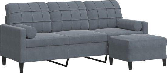 vidaXL Driezitsbank met voetenbank 180 cm fluweel donkergrijs