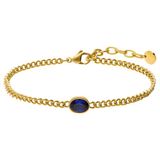 Lucardi - Dames Stainless steel armband met geboortesteen zirkonia voor dames - Armband - Staal - Goudkleurig - 20 cm