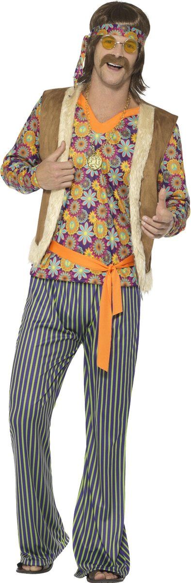 Smiffys - Jaren 60 hippie zanger kostuum voor mannen - L