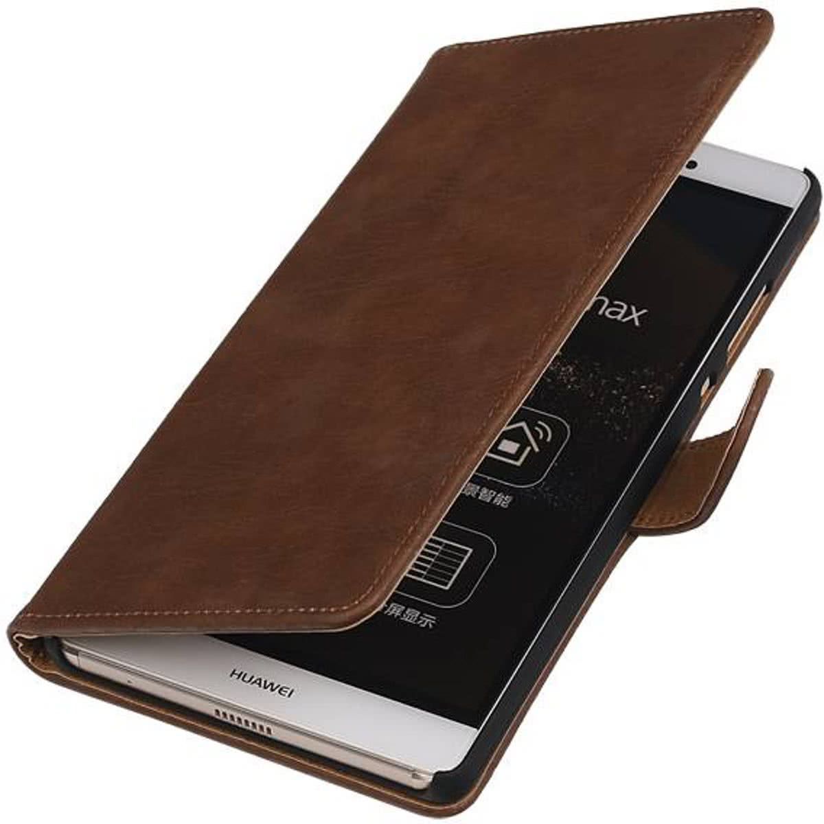 Best Cases Sony Xperia M4 Aqua Bark Hout Bookstyle Wallet Hoesje Bruin - Cover Case Hoes