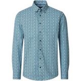 CASA MODA Sport casual fit overhemd - popeline - blauw met groen dessin