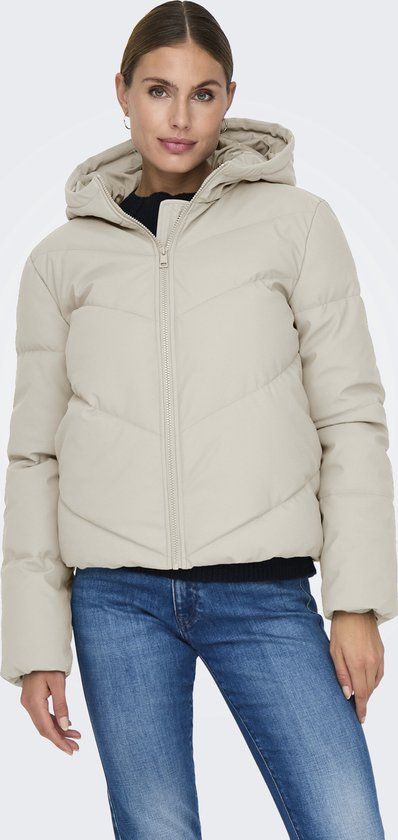 JDY Arnhem Short Puffer Winterjas Dames - Crème - Maat XS