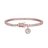 Cavill - Zilveren Armband Roségoudverguld - 6,56 ct Braziliaanse Witte Topaas Pavé - Elegante 18 cm Sieraad met Zirkonen - Fijn Geslepen