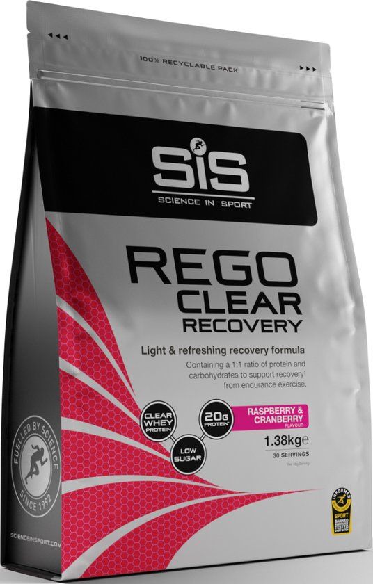 Science in sport SIS REGO Clear Whey Isolaat Protein Recovery Drink Raspberry & Cranberry Smaak 1380 gram