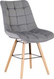 CLP Leni Eetkamerstoel - Zonder armleuning - Hout frame - Fluweel - grijs