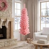 vidaXL Sapin de Noël artificiel élancé 150 cm PVC et acier Rose