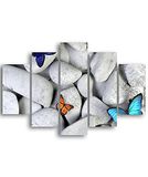 Homemania Wandafbeelding, vlinders, 5 dieren per woonkamer, meerkleurig, 95 x 0,3 x 60 cm, HM205MDF16, MDF