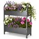 Pro Garden plantenrek / plantenbak - metaal - donkergrijs - 75 x 60 x 22 cm - 2 laags - bloembak