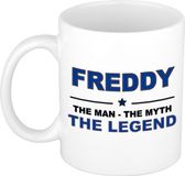 Bellatio Decorations naam cadeau mok - Freddy - man myth legend - koffiemok - 300 ml - collega - vaderdag