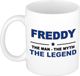 Bellatio Decorations naam cadeau mok - Freddy - man myth legend - koffiemok - 300 ml - collega - vaderdag