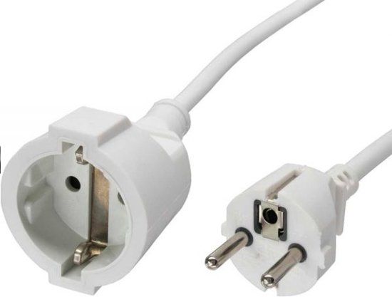 Inline Geaarde voeding verlengkabel - 3x 1,5mm / wit - 10 meter