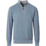 CASAMODA Halfzip Trui Structure Melange Blauw - Maat XXL - Heren - Quarter zip