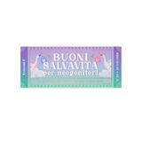 Legami - Blok met 48 (24 + 24) tegoedbon voor nieuwe ouders in het Italiaans, coupon met perforatie om af te scheuren, cadeau-idee, thema nieuwouders, 20,3 x 8,4 cm