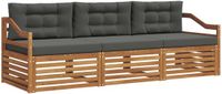vidaXL - Bank loungeset - 3 zitplekken - Acacia hout - Natuurlijk en antraciet
