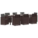 vidaXL Ensemble de salle à manger de jardin avec coussins 9 pcs Brun et anthracite PP