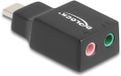 Delock External USB Sound Card with Type-C™ male to 2 x 3.5 mm Stereo jack Plug & Play Audio Adapter black