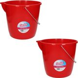 Sorbo Mop/Schoonmaak Emmer - Rood - 12 Liter - 2 Stuks