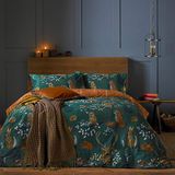 Furn. Bosfauna Super King dekbedovertrekset, katoen, polyester, smaragd