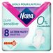 Nana PureSensitive Ultra Nuit+ - 8 Serviettes Hygiéniques avec Ailettes