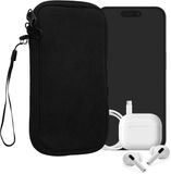 kwmobile Telefoontasje voor XL - 6,7/6,8" Hoesje - Van Neopreen en Ribfluweel - Mobieltasje 17,2 x 8,4 cm - Smartphone tasje in zwart
