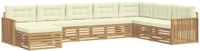 vidaXL - Buiten - bank - set - 8 - st - Wit - en - crèmekleurig - Massief - Acacia - Hout