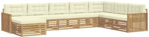 vidaXL - Buiten - bank - set - 8 - st - Wit - en - crèmekleurig - Massief - Acacia - Hout