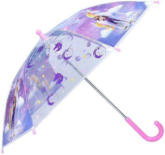 4KidsOnly Unicorn Academy Rainy Days Paraplu - Paars / Transparant