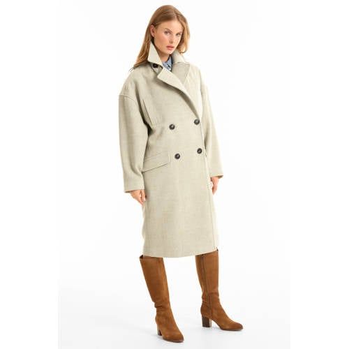 Anytime oversized wollen jas crème
