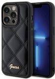 Guess Quilted Metal Logo Back Case - Geschikt voor Apple iPhone 15 Pro Max (6.7") - Zwart