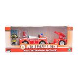 Giochi Preziosi Brandweerauto met origineel vrijlooplicht, aanhanger en brandweerman 7 cm met uitrustingsaccessoires, voor kinderen vanaf 4 jaar