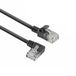 ACT Zwarte 2 meter U/UTP CAT6A LSZH slimline patchkabel met RJ45 connectoren, recht naar 90° haaks links
