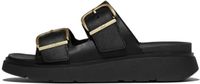 FitFlop Gen-FF Buckle Two-Bar Leather Slides ZWART - Maat 36