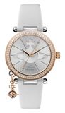 Vivienne Westwood Orb Pastelle Dames Quartz Horloge Met Zilveren Wijzerplaat & Witte Lederen Band VV006RSWH, Zilver